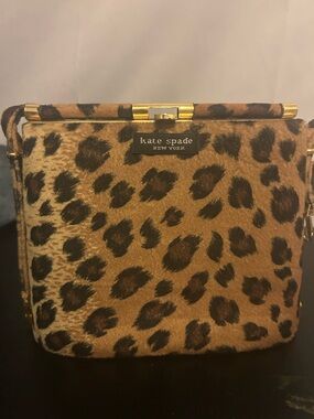 kate spade Leopard-Print Crossbody in Brown and Black with Gold Hardware